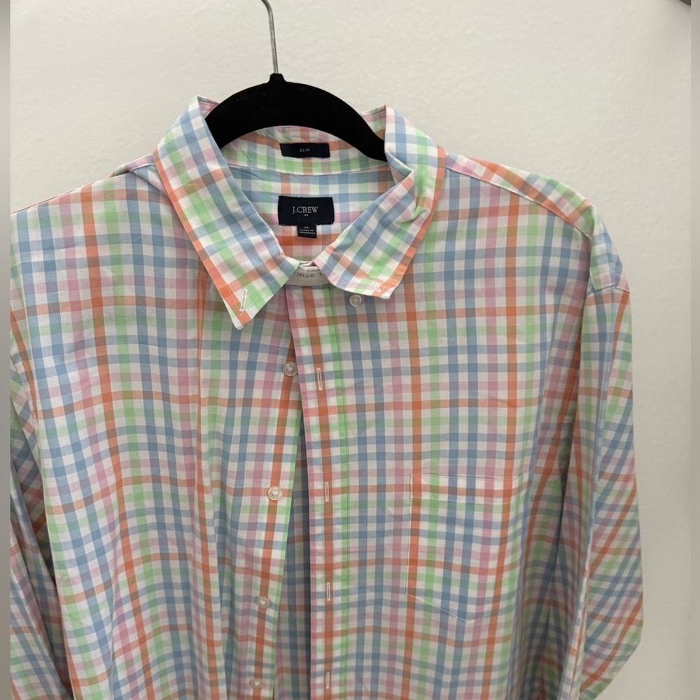 J. Crew Men's Pastel Plaid Button Down Shirt